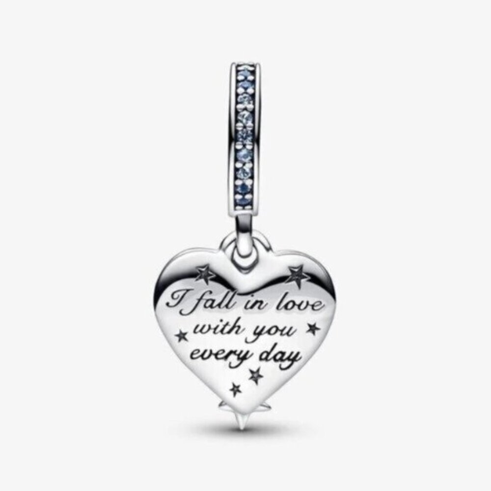PANDORA Celestial Shooting Star Heart Double Dangle Charm - Picture 3 of 3
